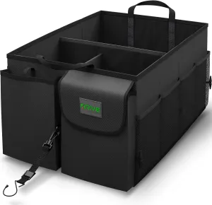 Rynx | Drive Car Trunk Organizers and Storage - Collapsible Multi-Compartment Car Organizer with Adjustable Straps
