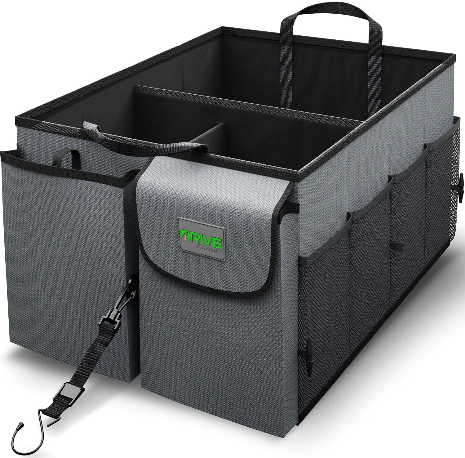 Rynx | Drive Car Trunk Organizers and Storage - Collapsible Multi-Compartment Car Organizer with Adjustable Straps