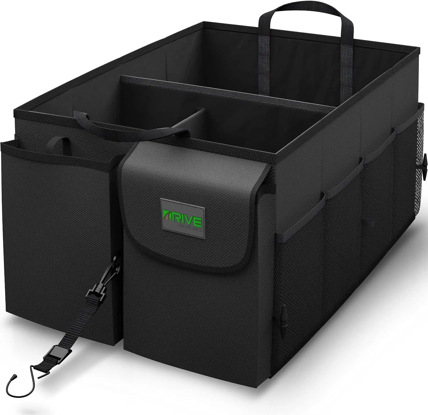 Rynx | Drive Car Trunk Organizers and Storage - Collapsible Multi-Compartment Car Organizer with Adjustable Straps