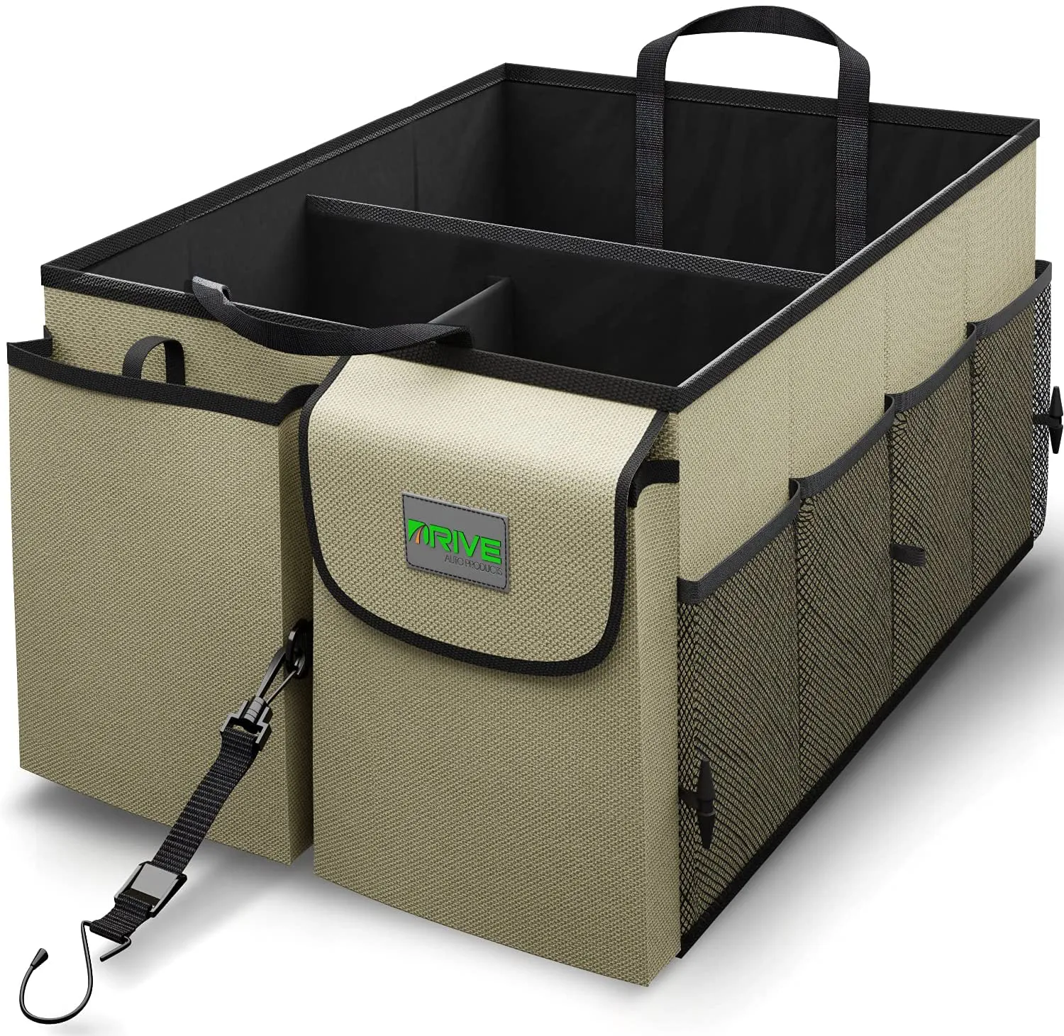 Rynx | Drive Car Trunk Organizers and Storage - Collapsible Multi-Compartment Car Organizer with Adjustable Straps