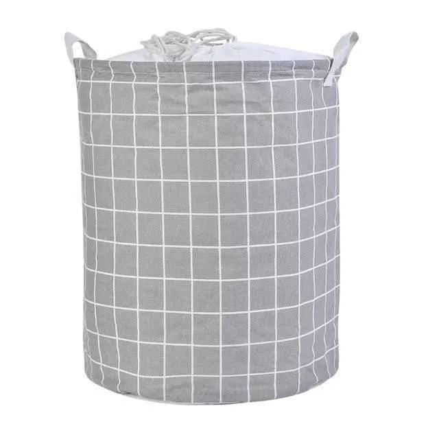Rynx | Foldable Closure Laundry Basket Large Capacity Bag Container Kids Toy Bucket Clothing Organizer Storage Laundry Basket Cotton Linen