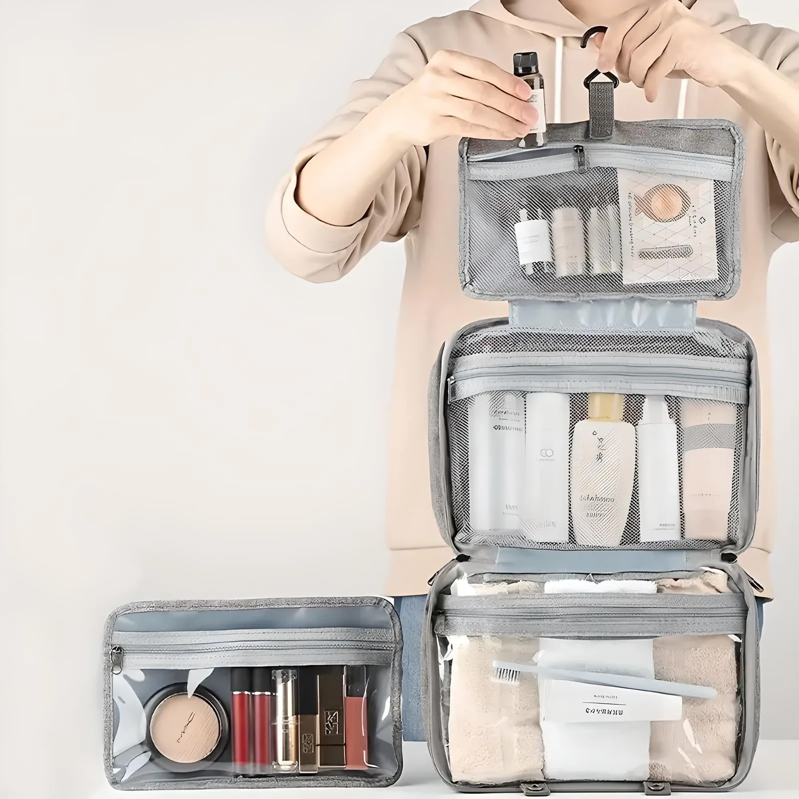 Sam | Compact & Spacious Multi-Compartment Travel Toiletry Organizer
