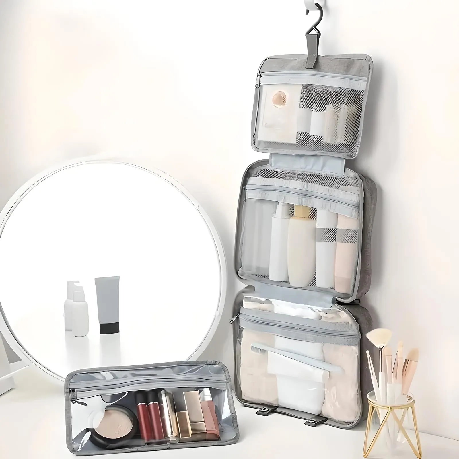 Sam | Compact & Spacious Multi-Compartment Travel Toiletry Organizer