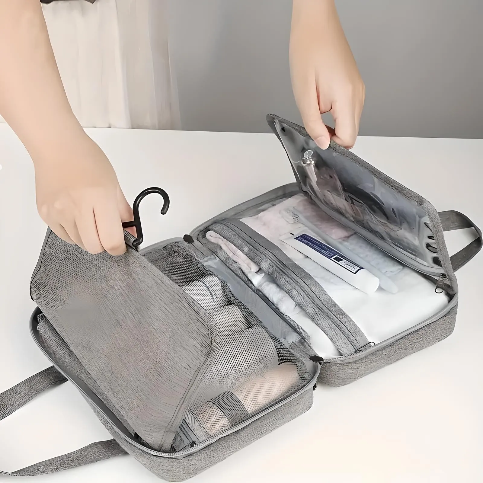 Sam | Compact & Spacious Multi-Compartment Travel Toiletry Organizer