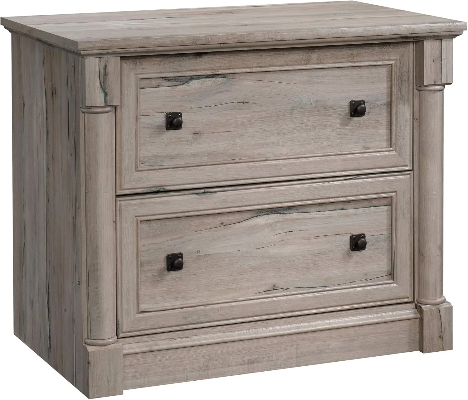 Sauder Palladia 2 Drawer File Cabinet, Lateral Filing Cabinets for Home Office, Hanging File Folders Organizer, Interlocking Drawers, in Split Oak Finish