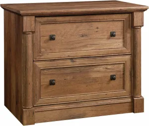 Sauder Palladia 2 Drawer File Cabinet, Lateral Filing Cabinets for Home Office, Hanging File Folders Organizer, Interlocking Drawers, in Vintage Oak Finish