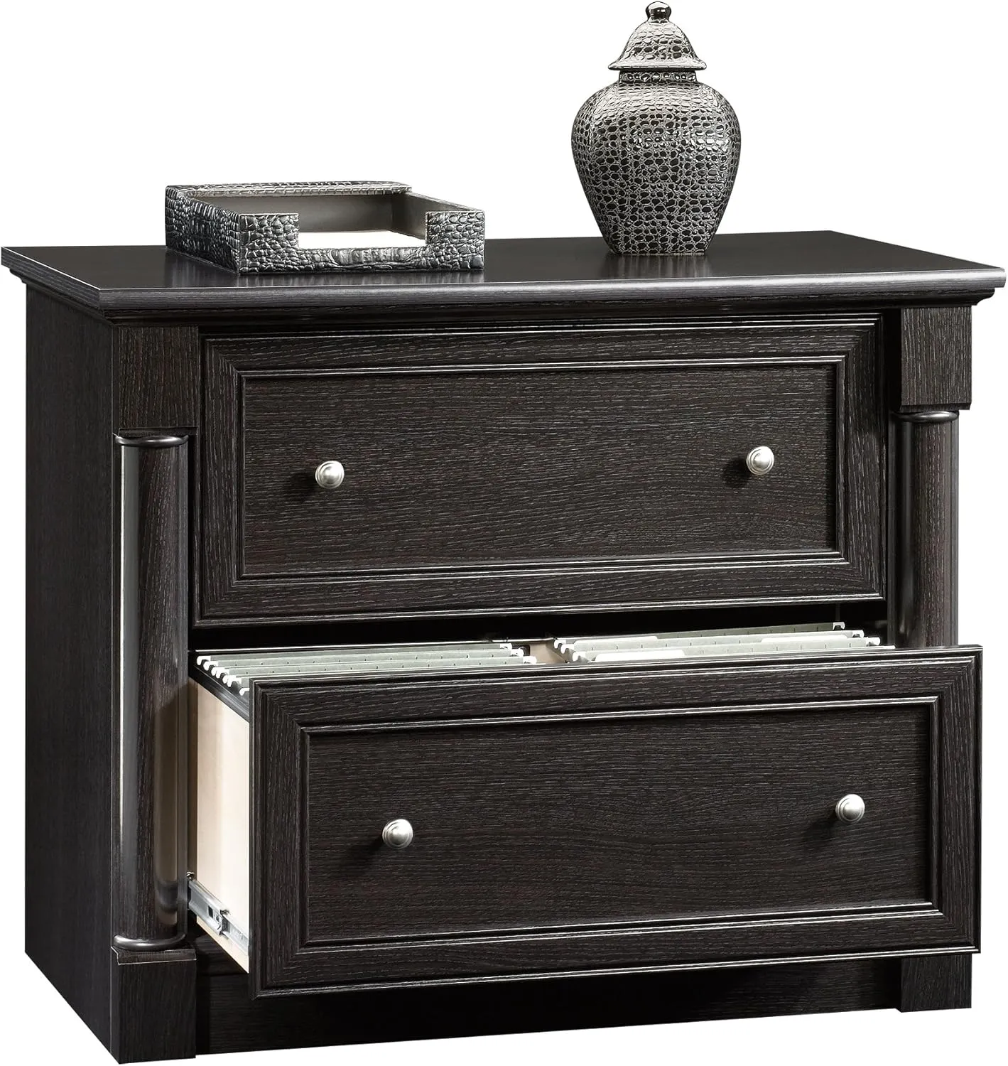 Sauder Palladia 2 Drawer File Cabinet, Lateral Filing Cabinets for Home Office, Hanging File Folders Organizer, Interlocking Drawers, in Wind Oak Finish