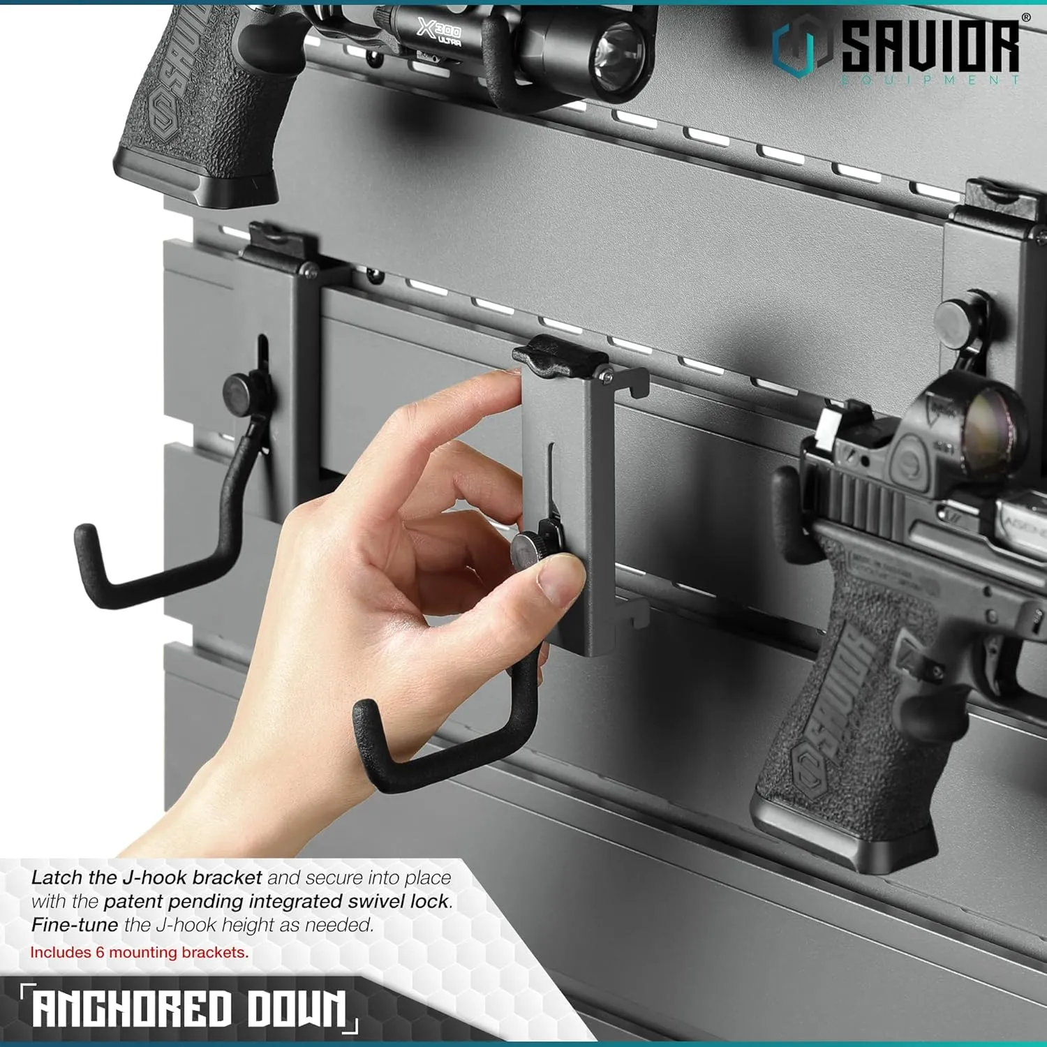 Savior Equipment Wall Rack System Heavy-Duty Steel Tactical Rifle Carbine Shotgun Handgun Storage Wall Mount, Modular Firearms Gun Wall Gear Accessories Organizer, Holds up to 6 Rifles & 6 Pistols