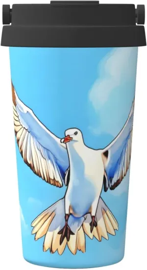 Seagulls in flight Printed vacuum flask, portable coffee cup, office fitness water cup