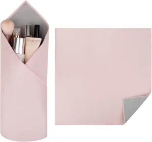 Self-Adhesive Magic Cloth Makeup Bag, Foldable Cosmetic Bags, Makeup Organizer Bag, Fashionable Camera Lens Bag, Portable Travel Make up Pouch, Girl&Teen Gifts Trendy Stuff （Pink）