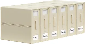 SheetCube Bed Sheet Organizers and Storage 6 Pack, Foldable Linen Closet Organizer with Window and Label, Bedding Folder Storage Box Container for Blanket, Duvet Cover Set, Bed Sheet Set - Beige
