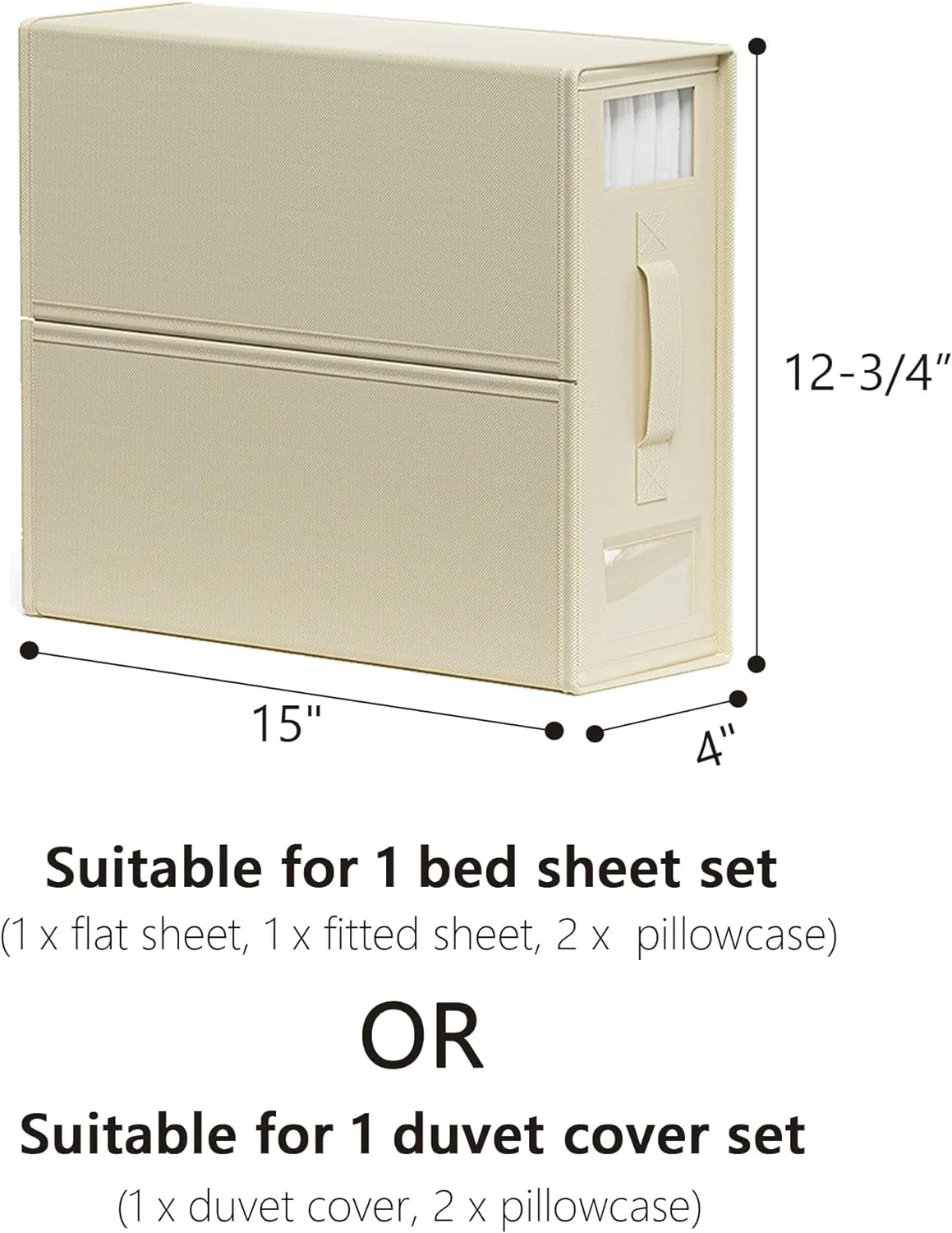 SheetCube Bed Sheet Organizers and Storage 6 Pack, Foldable Linen Closet Organizer with Window and Label, Bedding Folder Storage Box Container for Blanket, Duvet Cover Set, Bed Sheet Set - Beige