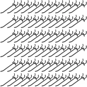 Shimeyao 100 Pcs Peg Board Shelving Hooks Stainless Steel Hanging Board Pegs Wall Display Hooks Bulk for 1/8 1/4 Garage Storage Organizer Accessories(4 Inch,Black)