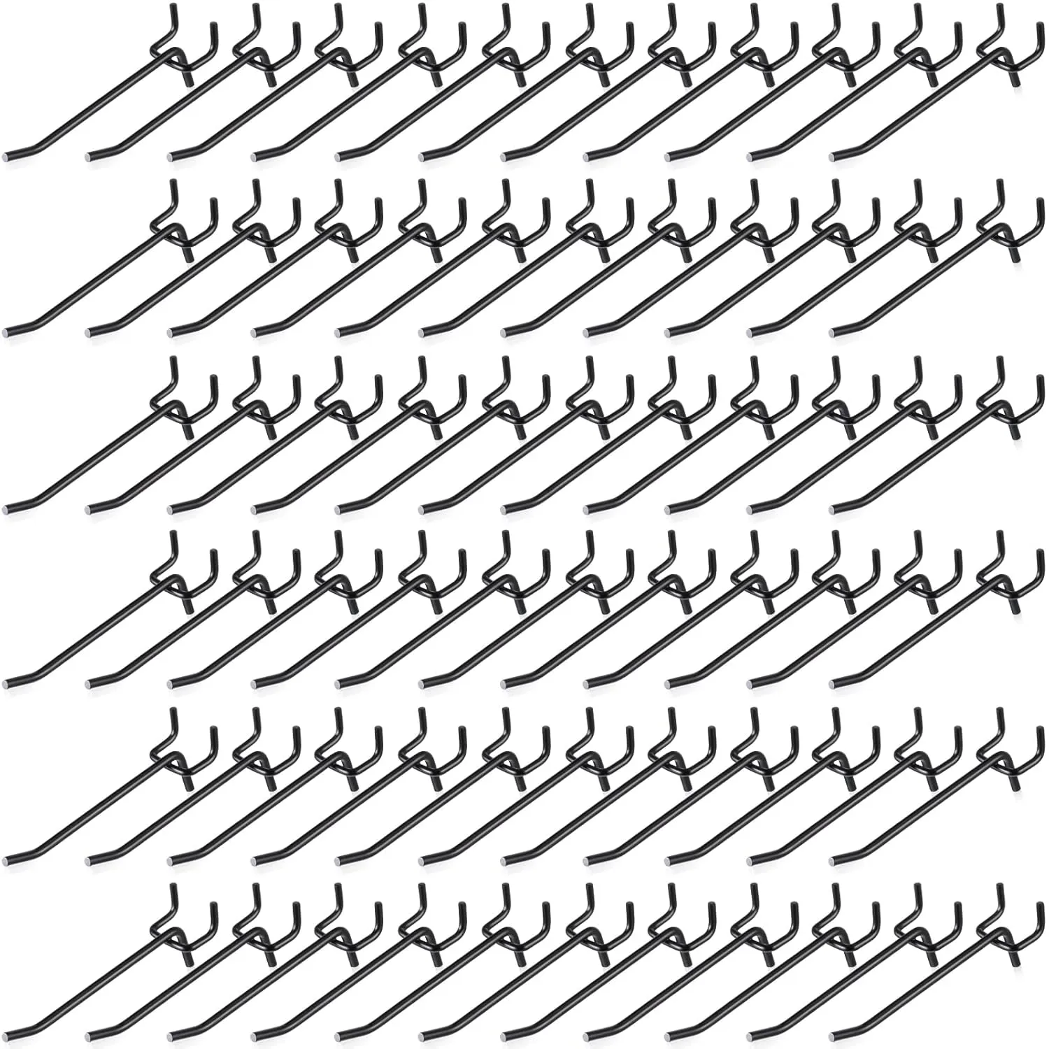 Shimeyao 100 Pcs Peg Board Shelving Hooks Stainless Steel Hanging Board Pegs Wall Display Hooks Bulk for 1/8 1/4 Garage Storage Organizer Accessories(4 Inch,Black)