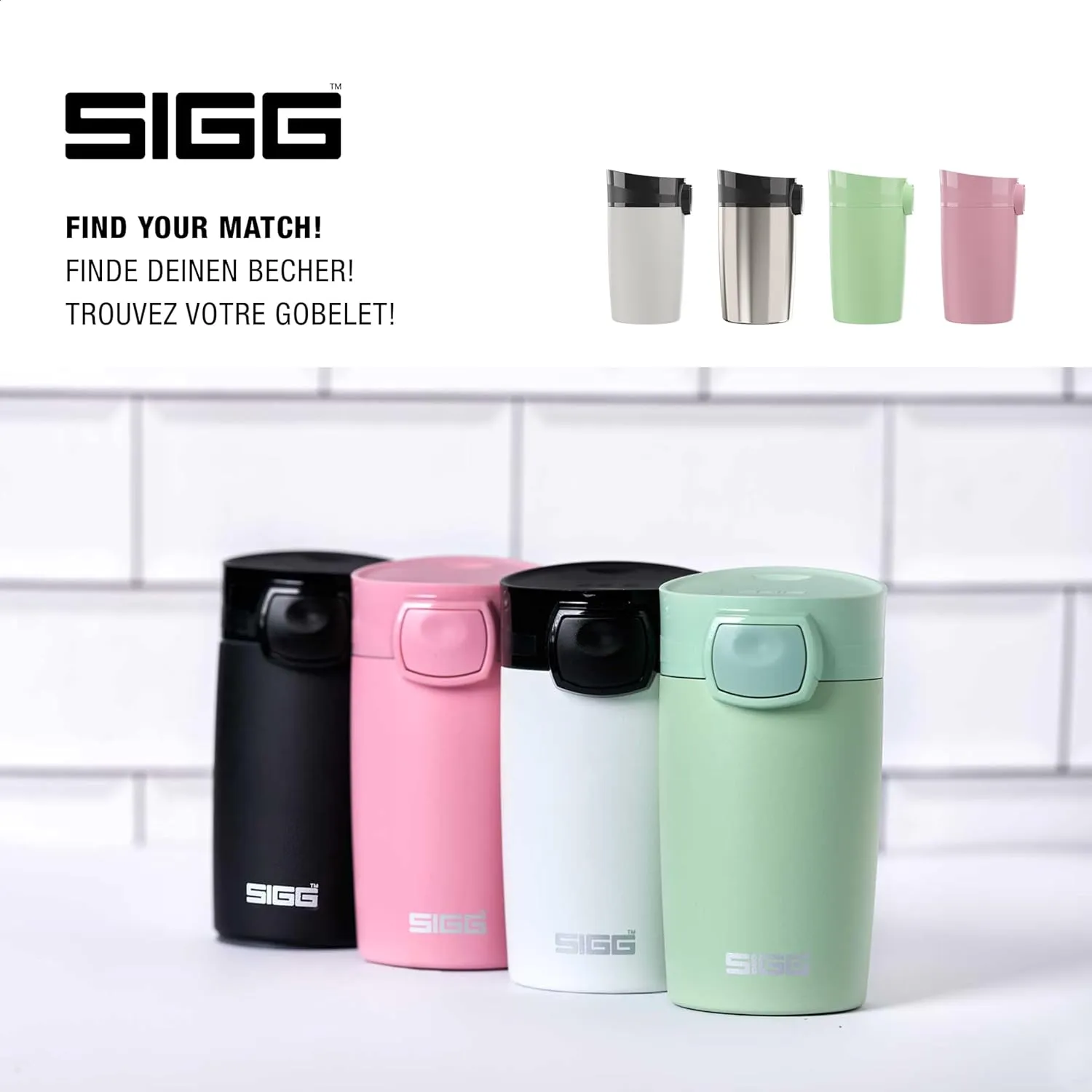 SIGG - Insulated Coffee Cup - Travel Mug Black - Hot & Cold. Leakproof. BPA Free - 18/8 Stainless Steel - 9 Oz