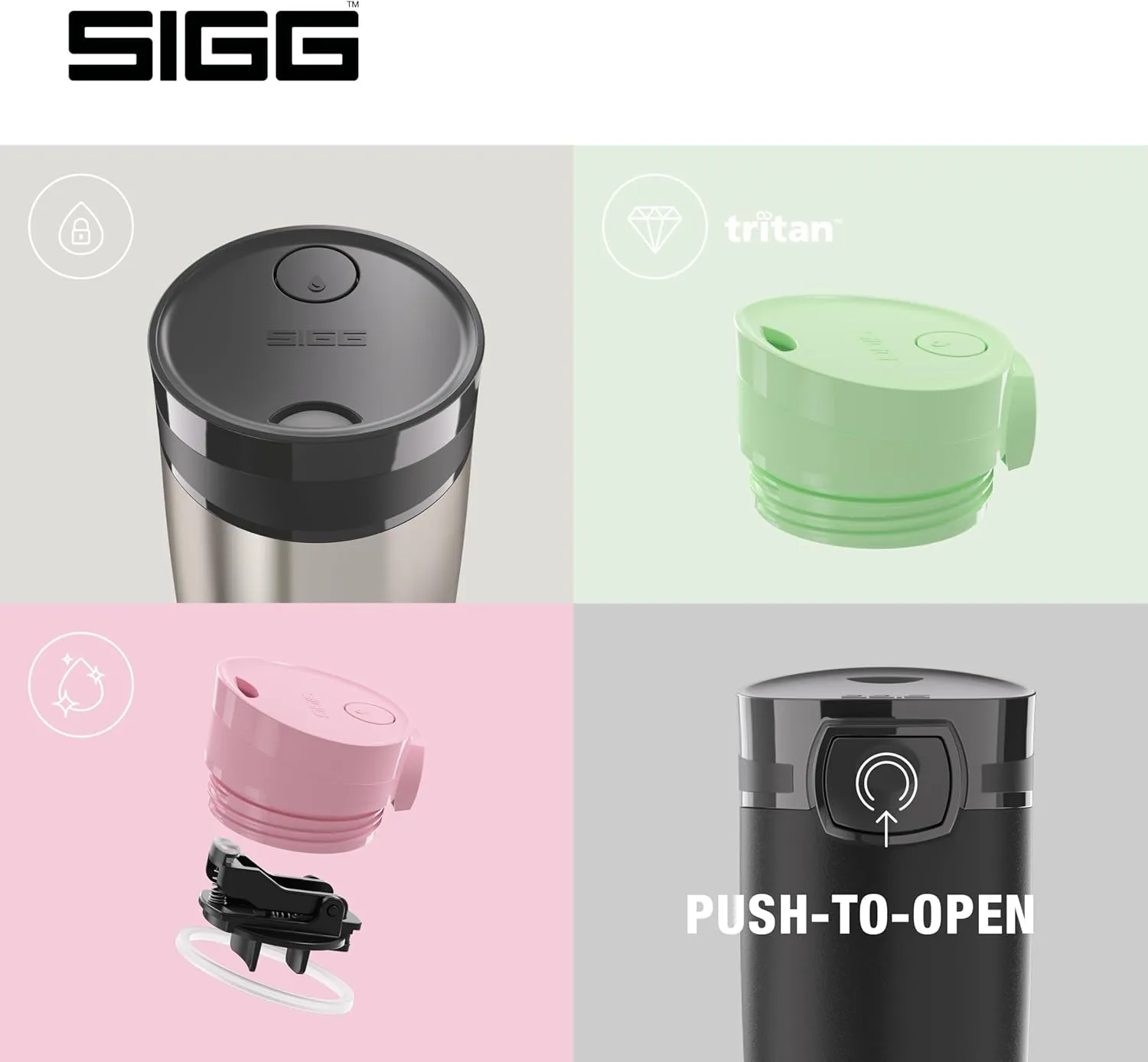 SIGG - Insulated Coffee Cup - Travel Mug Black - Hot & Cold. Leakproof. BPA Free - 18/8 Stainless Steel - 9 Oz