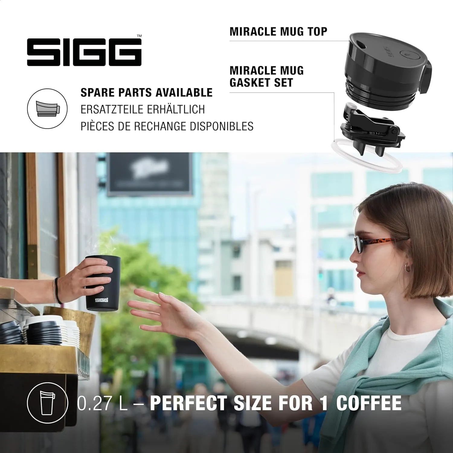 SIGG - Insulated Coffee Cup - Travel Mug Black - Hot & Cold. Leakproof. BPA Free - 18/8 Stainless Steel - 9 Oz