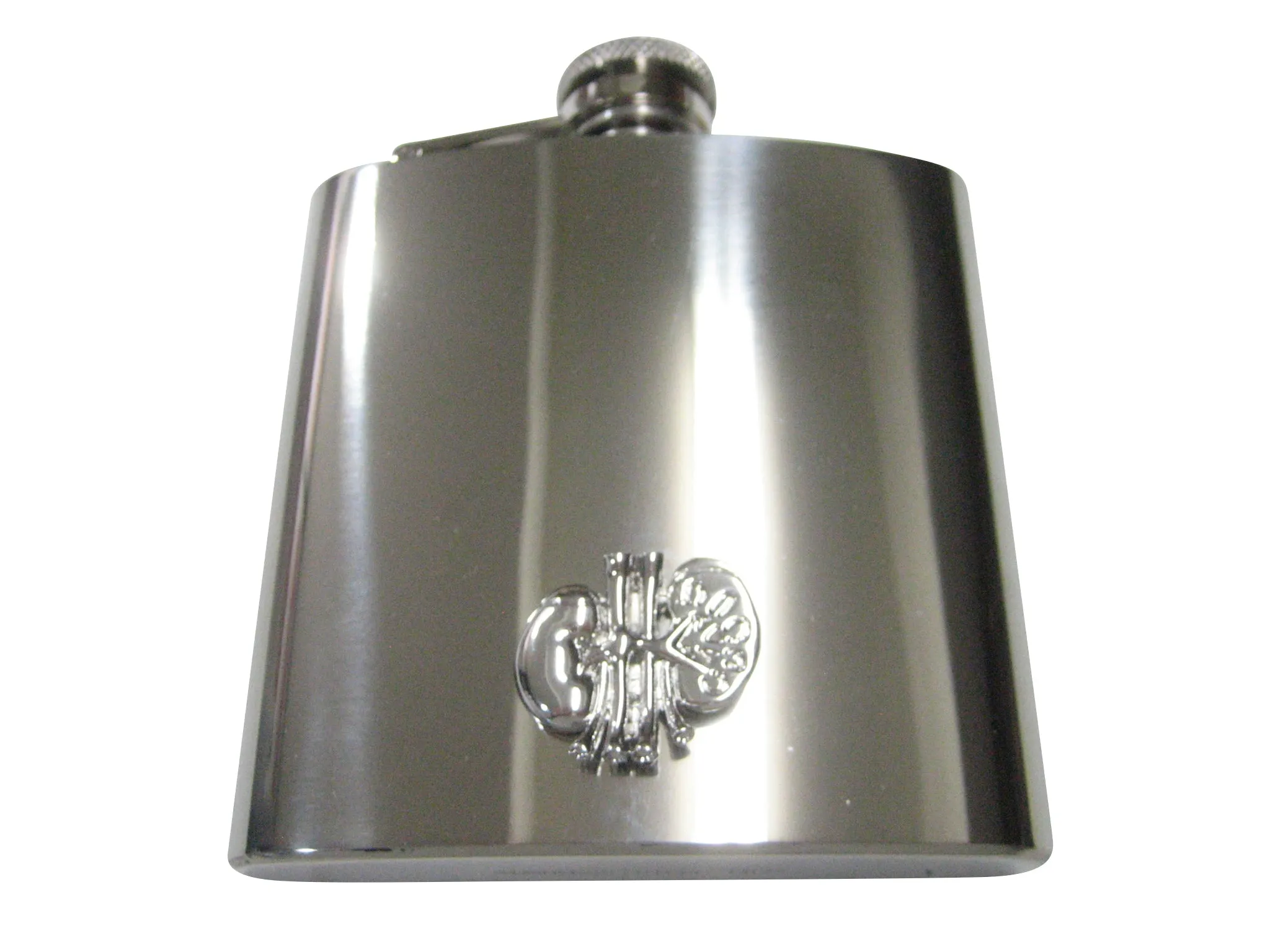 Silver Toned Anatomical Medical Nephrologists Kidney 6oz Flask