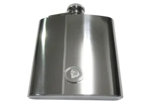 Silver Toned Etched Oval Eagle Bird Head 6oz Flask