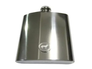 Silver Toned Etched Oval Full Dog 6oz Flask