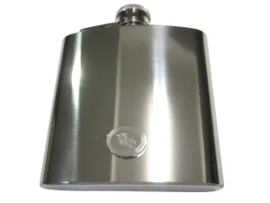 Silver Toned Etched Oval Large Tropical Fish 6oz Flask