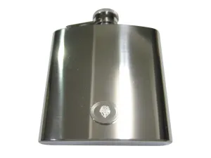 Silver Toned Etched Oval Lion Head 6oz Flask