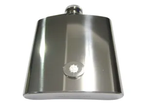 Silver Toned Etched Oval Polyhedral Virus 6oz Flask