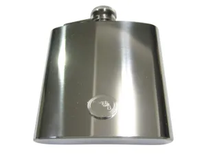 Silver Toned Etched Oval Revolver Gun Pistol 6oz Flask