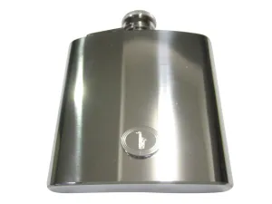 Silver Toned Etched Oval Saxophone Music Instrument 6oz Flask