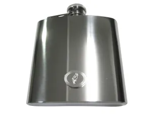Silver Toned Etched Oval Small Tropical Bird 6oz Flask