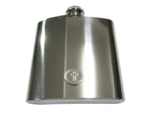 Silver Toned Etched Oval Triple Religious Cross 6oz Flask