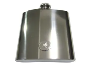 Silver Toned Etched Oval Wasp Insect 6oz Flask