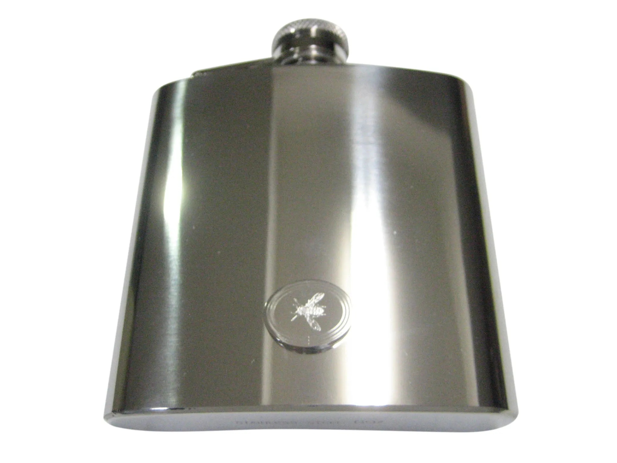 Silver Toned Etched Oval Wasp Insect 6oz Flask
