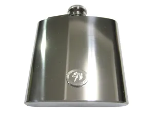 Silver Toned Etched Oval Wild Horse Head 6oz Flask
