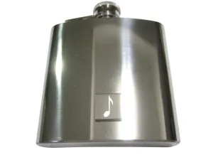 Silver Toned Etched Square Single Quaver Musical Note 6oz Flask