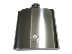 Silver Toned Oval Etched Doge Coin Cryptocurrency Blockchain 6oz Flask