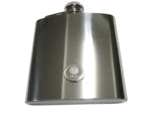 Silver Toned Oval Etched Polkadot Coin Cryptocurrency Blockchain 6oz Flask