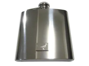 Silver Toned Rectangular Etched Roadrunner Bird 6oz Flask
