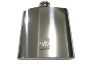 Silver Toned Square Etched Piranha Pirana Fish 6oz Flask