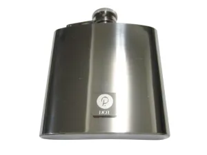 Silver Toned Square Etched Polkadot Coin Cryptocurrency Blockchain 6oz Flask