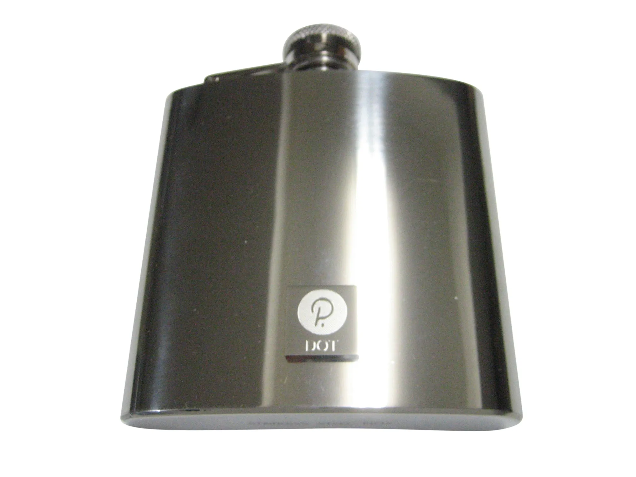 Silver Toned Square Etched Polkadot Coin Cryptocurrency Blockchain 6oz Flask