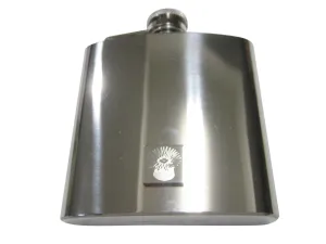 Silver Toned Square Etched Sea Anemone 6oz Flask