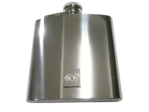 Silver Toned Square Etched Swan Bird 6oz Flask