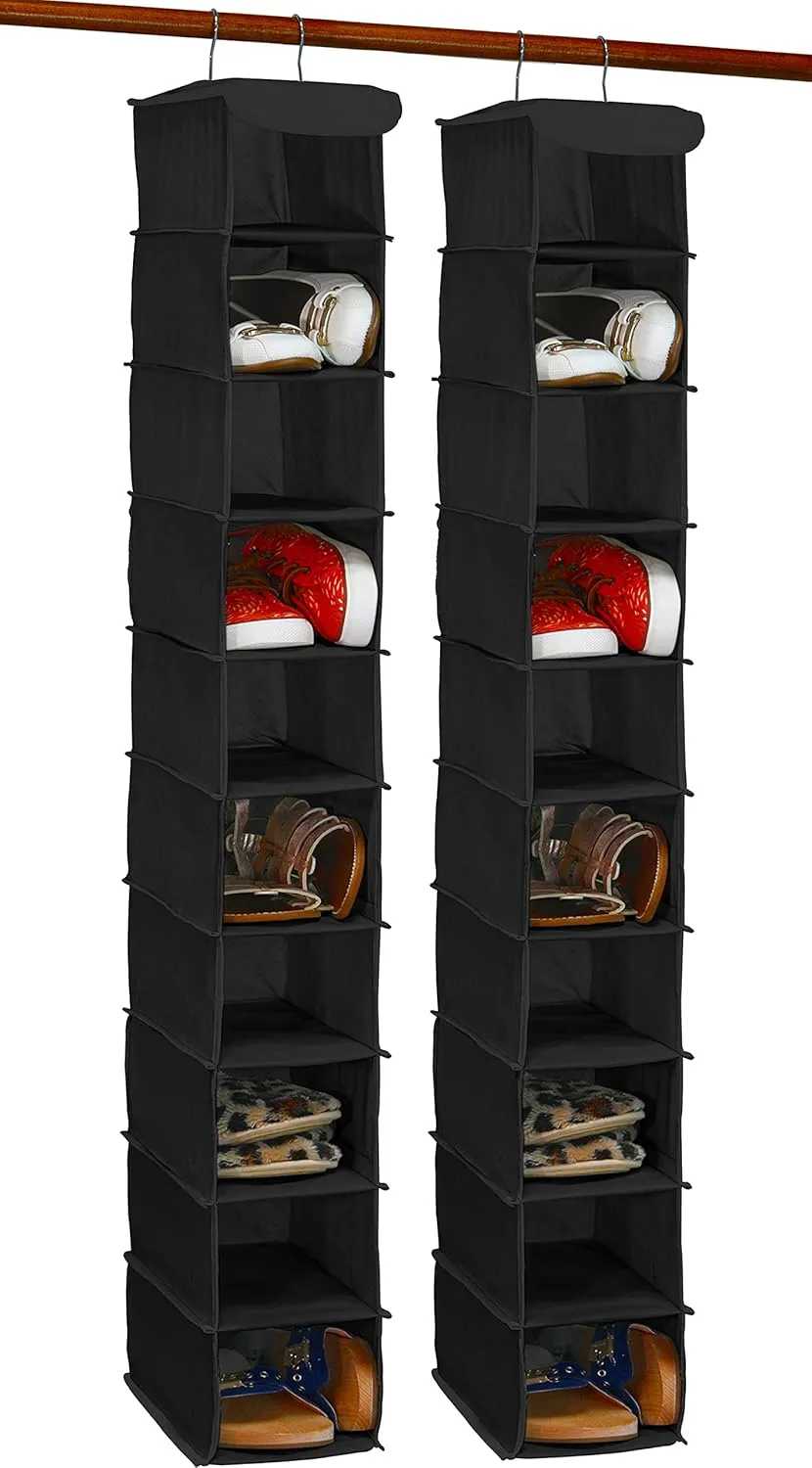 Simple Houseware 2 Pack 10 Shelves Hanging Organizer, Black