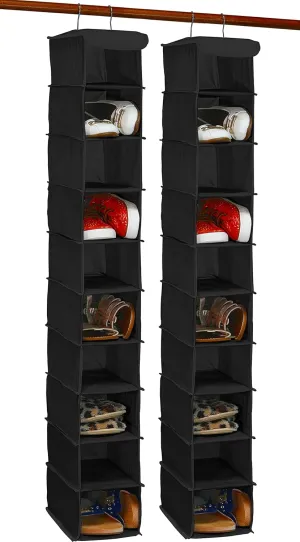 Simple Houseware 2 Pack 10 Shelves Hanging Organizer, Black