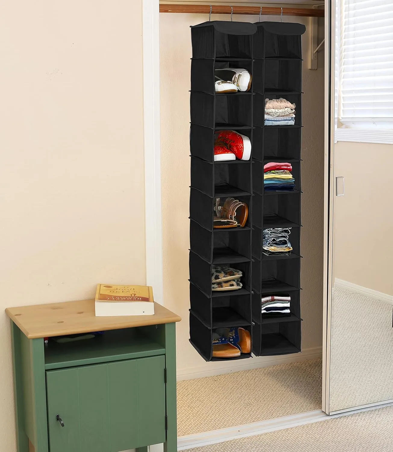 Simple Houseware 2 Pack 10 Shelves Hanging Organizer, Black
