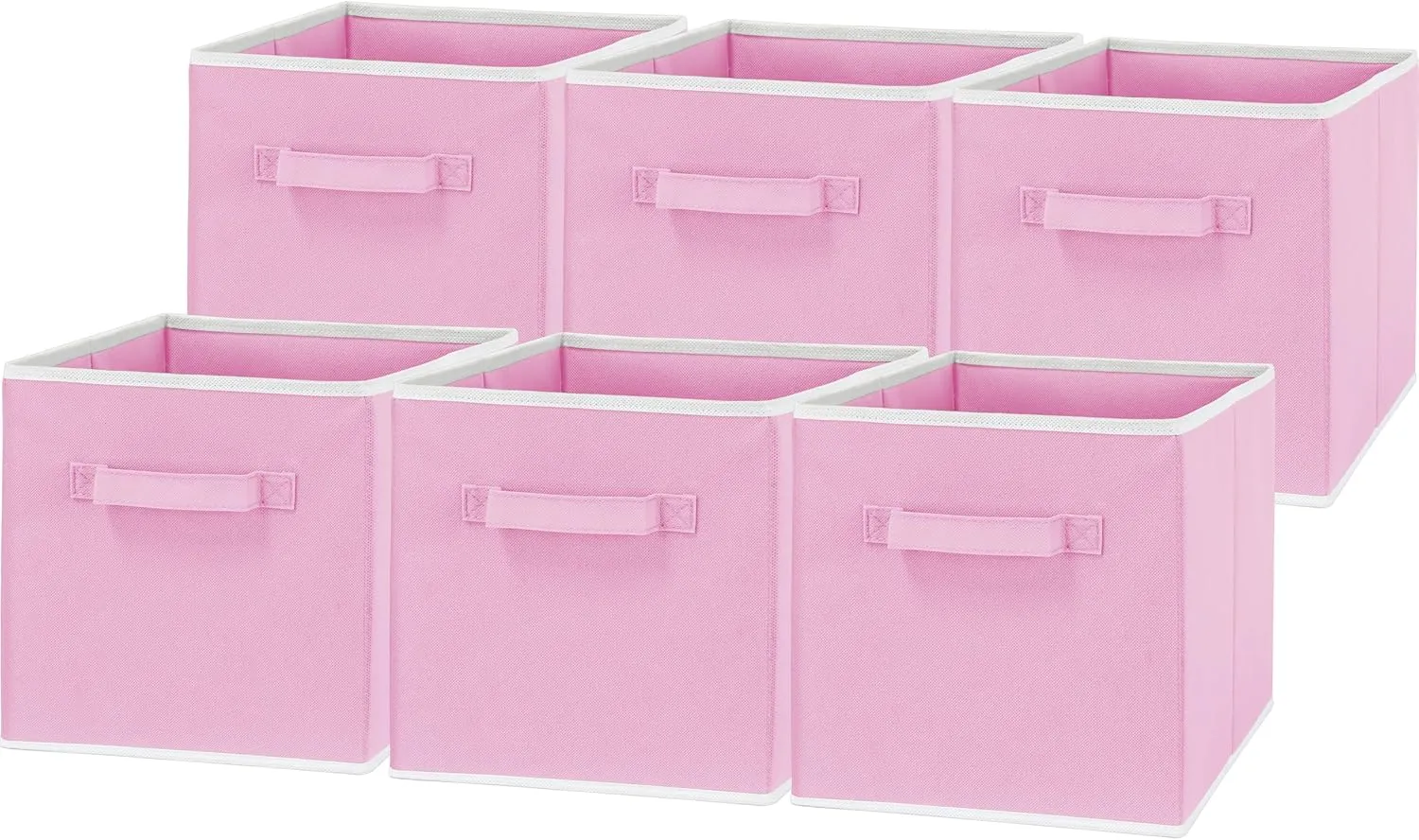 Simple Houseware Foldable Cube Storage Bin, Pink - 6 Pack