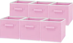 Simple Houseware Foldable Cube Storage Bin, Pink - 6 Pack