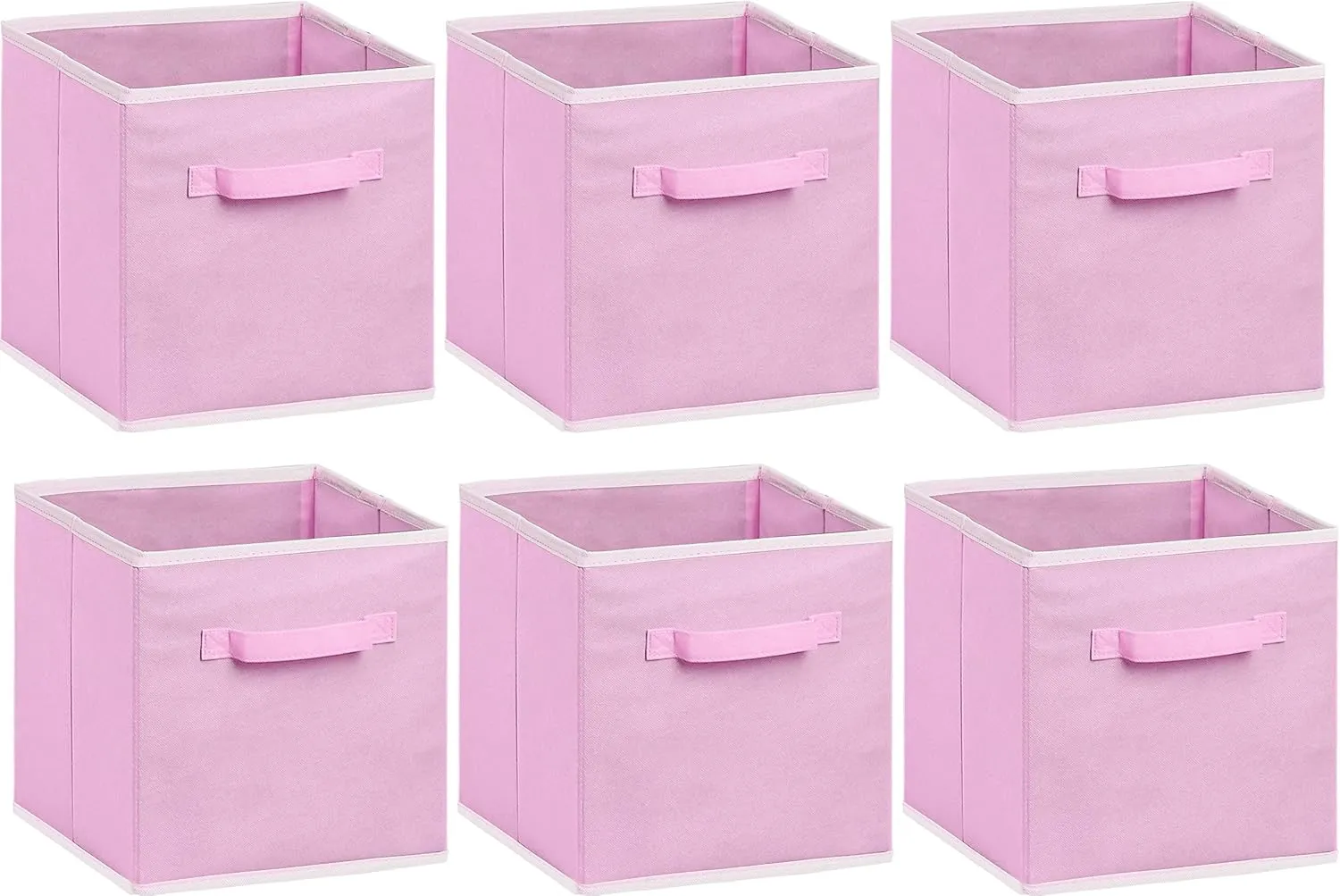 Simple Houseware Foldable Cube Storage Bin, Pink - 6 Pack