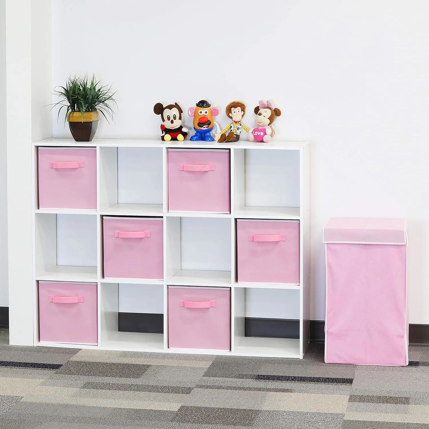Simple Houseware Foldable Cube Storage Bin, Pink - 6 Pack